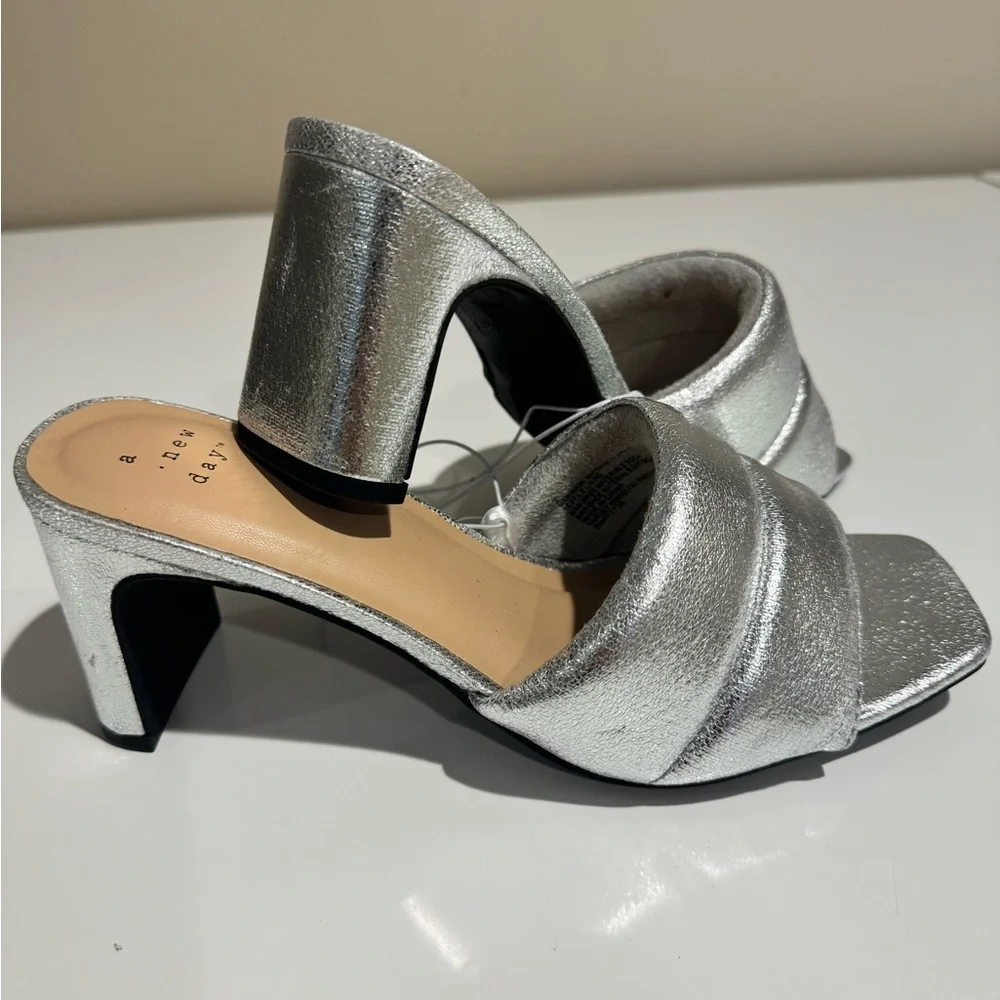 NWT! A NEW DAY Silver Open Toe Heels